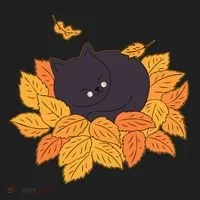 Cute Autumn Fall Sleeping Black Kitty Leaves Women's Sweatshirt thumb 2