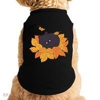 Cute Autumn Fall Sleeping Black Kitty Leaves Doggie Tank thumb 0