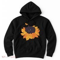 Cute Autumn Fall Sleeping Black Kitty Leaves Hoodie thumb 0