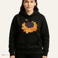 Cute Autumn Fall Sleeping Black Kitty Leaves Hoodie thumb 5