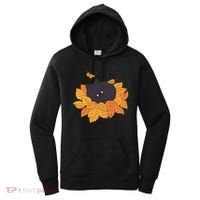 Cute Autumn Fall Sleeping Black Kitty Leaves Women's Hoodie thumb 0