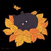 Cute Autumn Fall Sleeping Black Kitty Leaves Women's Hoodie thumb 2