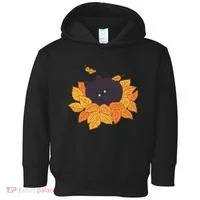 Cute Autumn Fall Sleeping Black Kitty Leaves Toddler Hoodie thumb 0