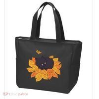 Cute Autumn Fall Sleeping Black Kitty Leaves Tote Bag thumb 3