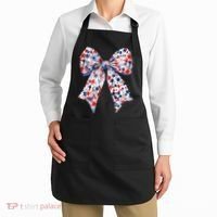 Cute American Flag Floral Coquette Bow Patriotic 4th Of Apron thumb 2