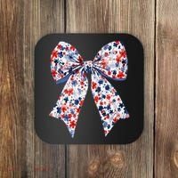 Cute American Flag Floral Coquette Bow Patriotic 4th Of Coaster thumb 0