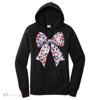 Cute American Flag Floral Coquette Bow Patriotic 4th Of Women's Hoodie thumb 0