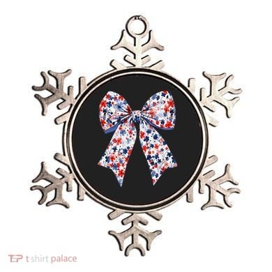 Cute American Flag Floral Coquette Bow Patriotic 4th Of Ornament