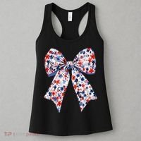Cute American Flag Floral Coquette Bow Patriotic 4th Of Women's Tank Top thumb 3