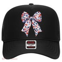 Cute American Flag Floral Coquette Bow Patriotic 4th Of Hat thumb 0