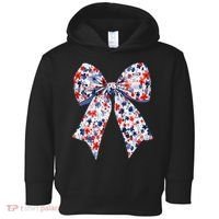 Cute American Flag Floral Coquette Bow Patriotic 4th Of Toddler Hoodie thumb 0
