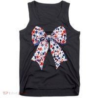 Cute American Flag Floral Coquette Bow Patriotic 4th Of Tank Top thumb 0