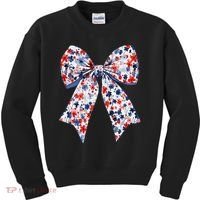 Cute American Flag Floral Coquette Bow Patriotic 4th Of Kids Sweatshirt thumb 0