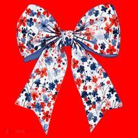 Cute American Flag Floral Coquette Bow Patriotic 4th Of Santa Hat thumb 1