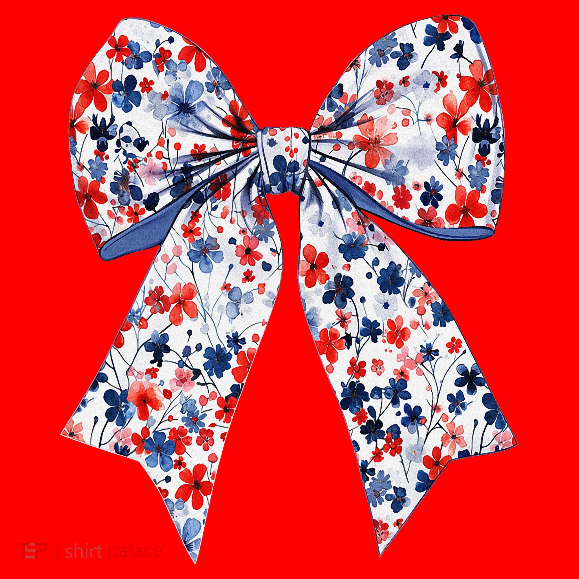 Cute American Flag Floral Coquette Bow Patriotic 4th Of Santa Hat