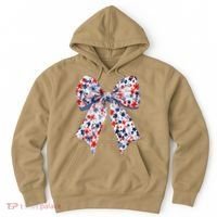 Cute American Flag Floral Coquette Bow Patriotic 4th Of Hoodie thumb 0