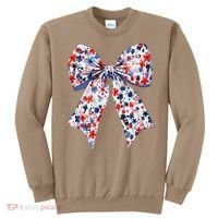 Cute American Flag Floral Coquette Bow Patriotic 4th Of Sweatshirt thumb 0