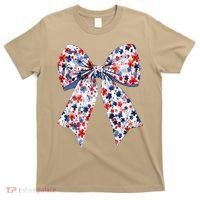 Cute American Flag Floral Coquette Bow Patriotic 4th Of T-Shirt thumb 0