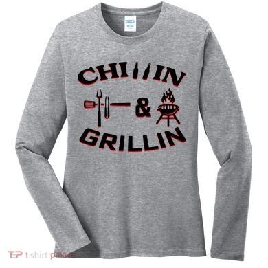 Chillin And Grillin BBQ Cooking Women's Long Sleeve Shirt