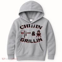 Chillin And Grillin BBQ Cooking Kids Hoodie thumb 0
