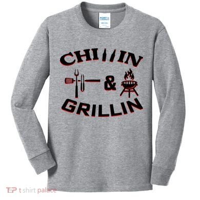 Chillin And Grillin BBQ Cooking Kids Long Sleeve Shirt