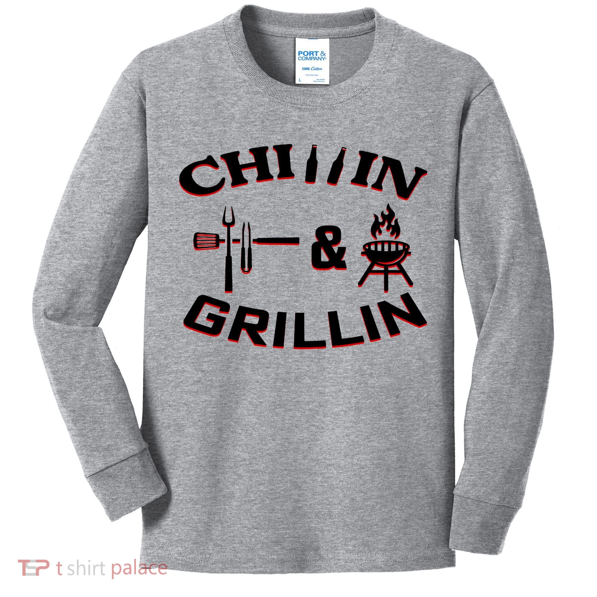 Chillin And Grillin BBQ Cooking Kids Long Sleeve Shirt