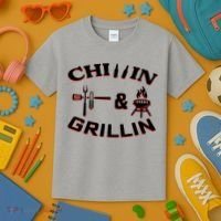 Chillin And Grillin BBQ Cooking Kids T-Shirt thumb 3