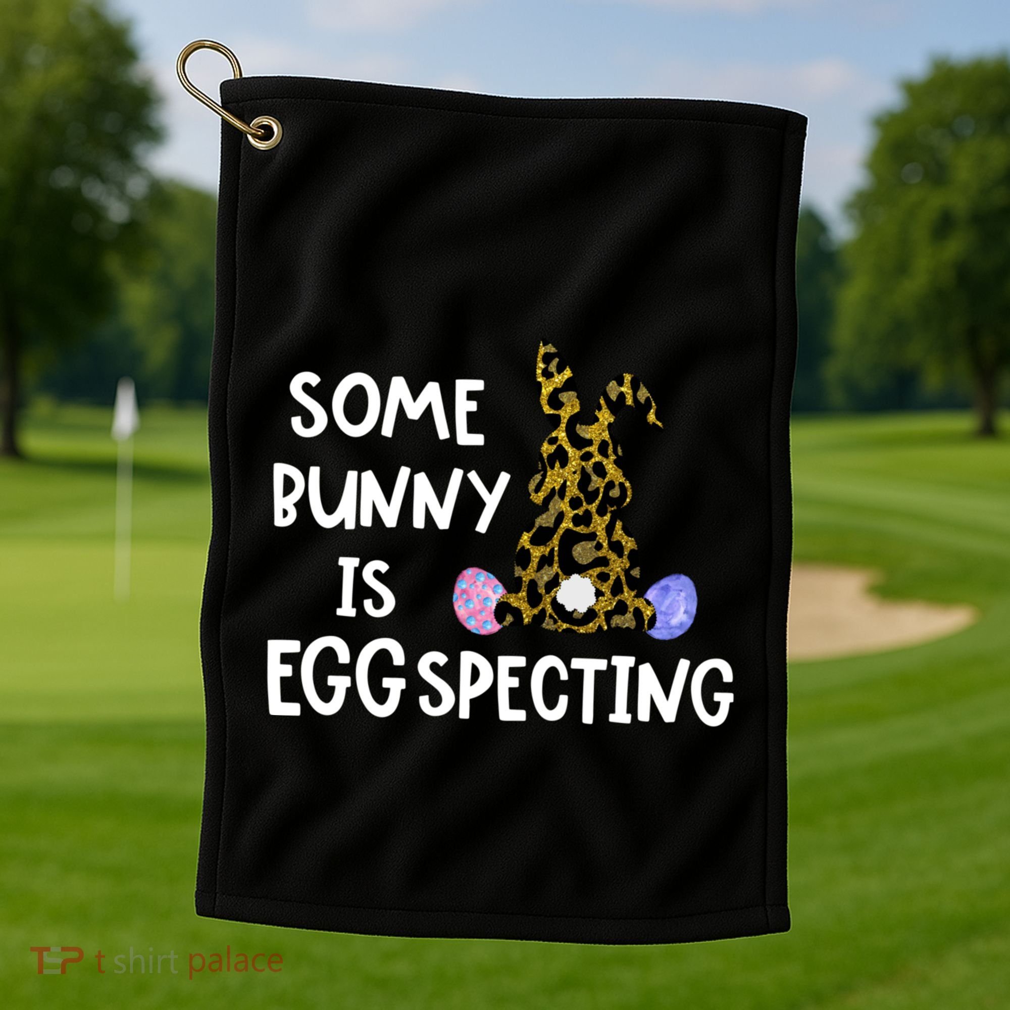 Cute Announcefunny Gift Easter Expecting Pregnant Mom Gift Golf Towel
