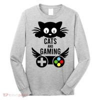 Cats And Gaming Funny Cat Lover Video Games Long Sleeve Shirt thumb 0