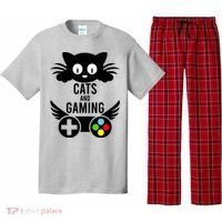 Cats And Gaming Funny Cat Lover Video Games Pajama Set thumb 0