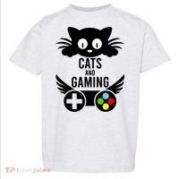 Cats And Gaming Funny Cat Lover Video Games Toddler T-Shirt thumb 0