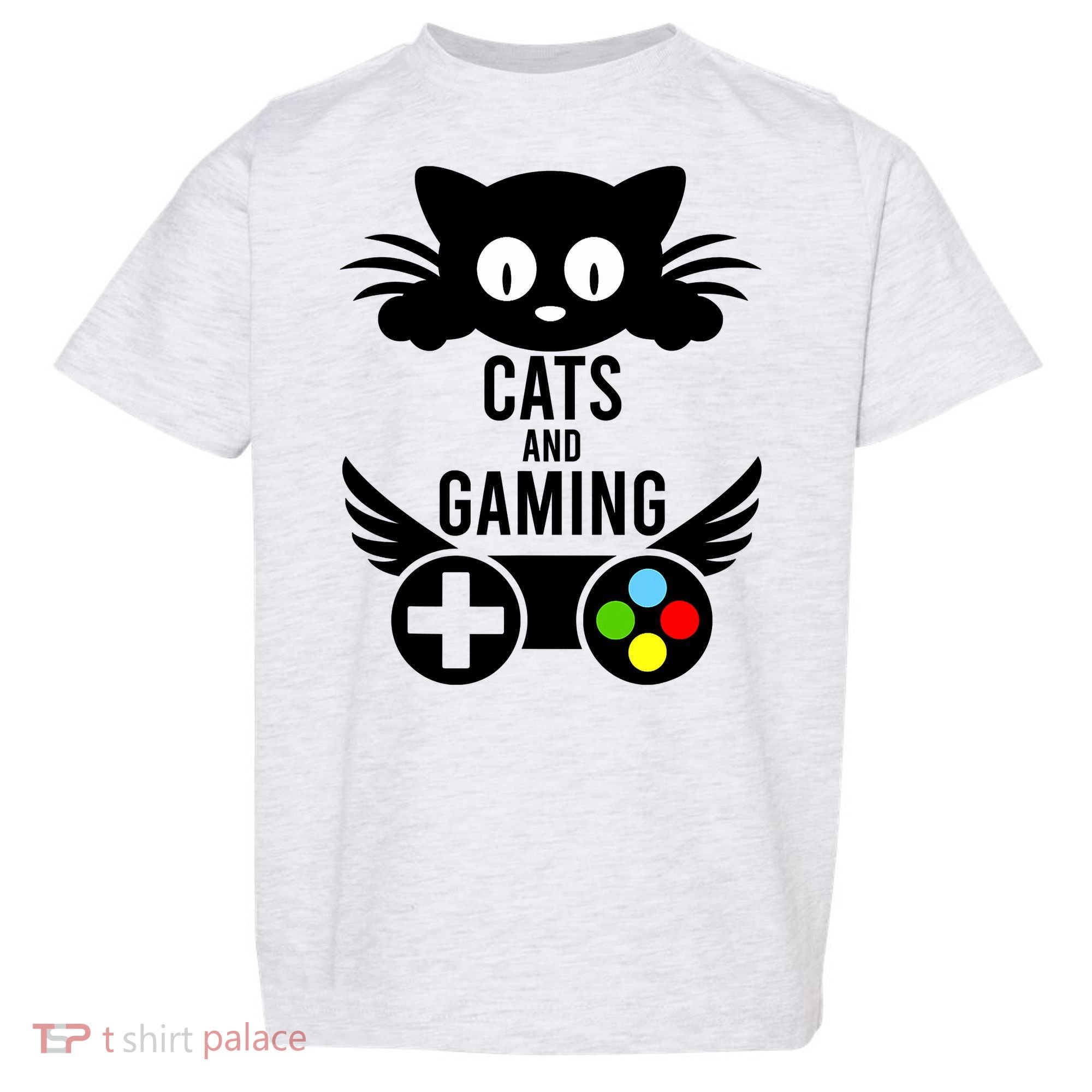 Cats And Gaming Funny Cat Lover Video Games Toddler T-Shirt