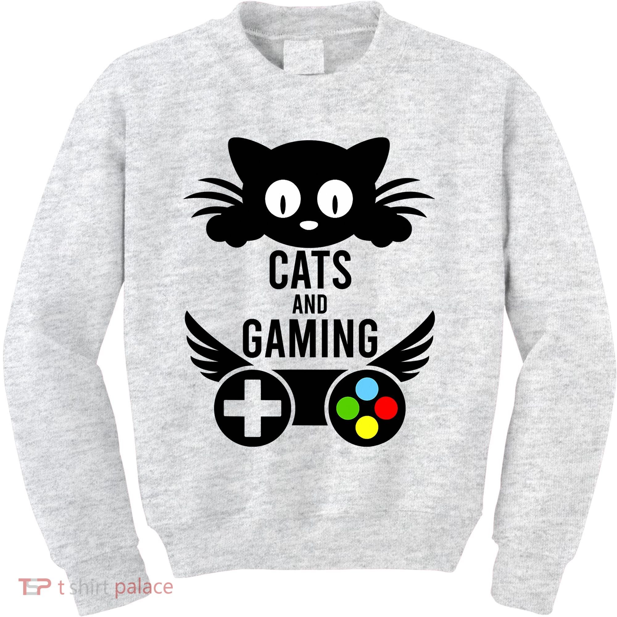 Cats And Gaming Funny Cat Lover Video Games Kids Sweatshirt