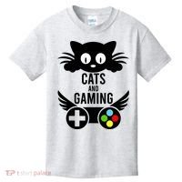 Cats And Gaming Funny Cat Lover Video Games Kids T-Shirt thumb 0