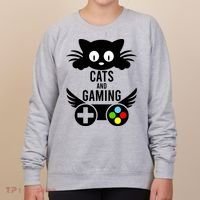 Cats And Gaming Funny Cat Lover Video Games Women's Sweatshirt thumb 0