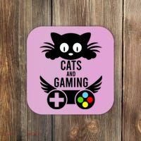 Cats And Gaming Funny Cat Lover Video Games Coaster thumb 0