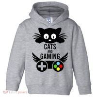 Cats And Gaming Funny Cat Lover Video Games Toddler Hoodie thumb 0