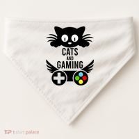 Cats And Gaming Funny Cat Lover Video Games USA-Made Doggie Bandana thumb 0