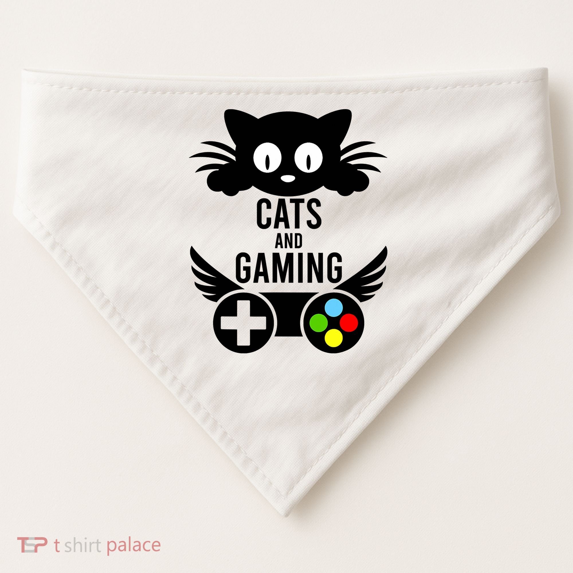 Cats And Gaming Funny Cat Lover Video Games USA-Made Doggie Bandana