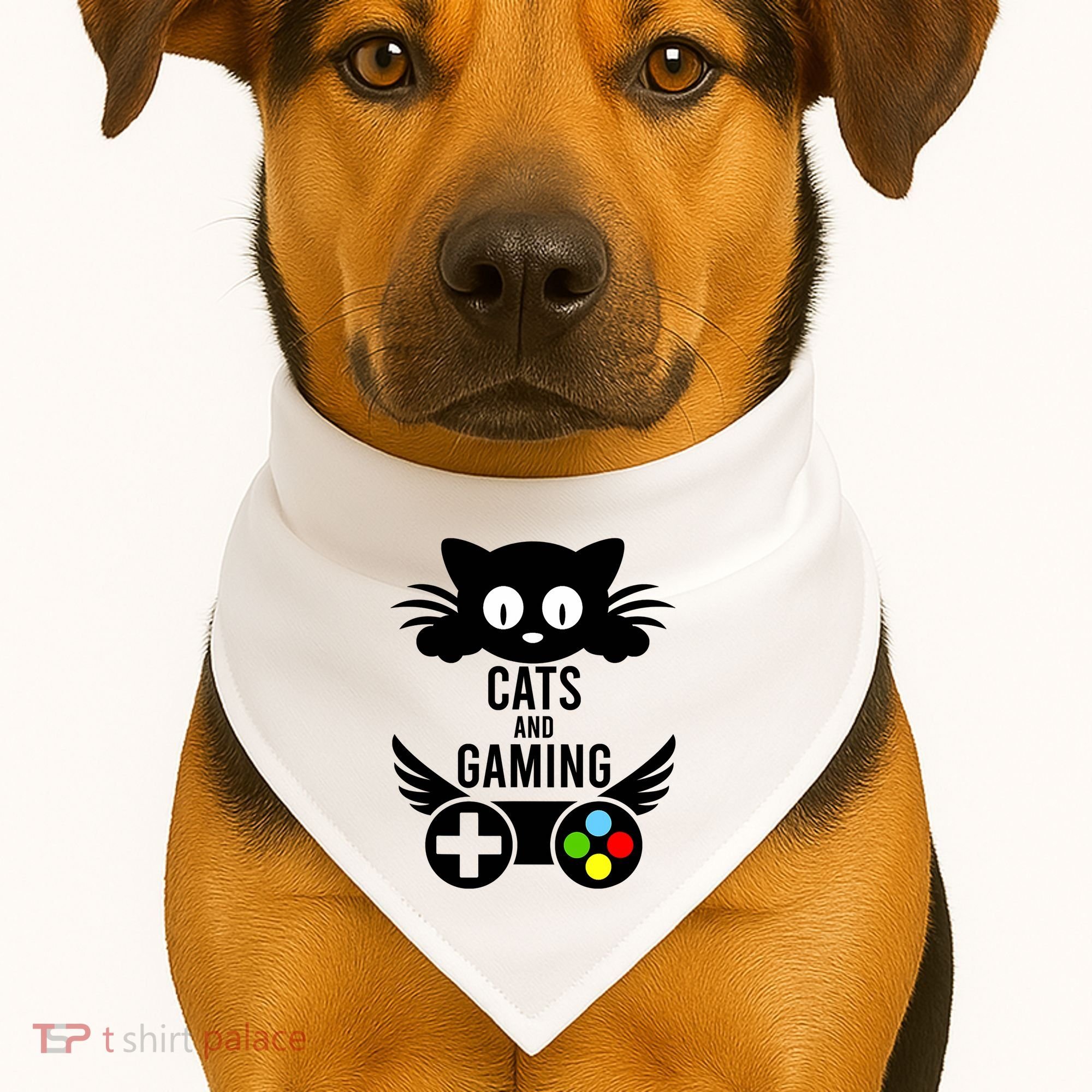 Cats And Gaming Funny Cat Lover Video Games USA-Made Doggie Bandana
