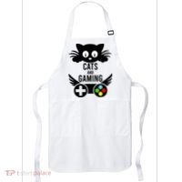 Cats And Gaming Funny Cat Lover Video Games Apron thumb 0