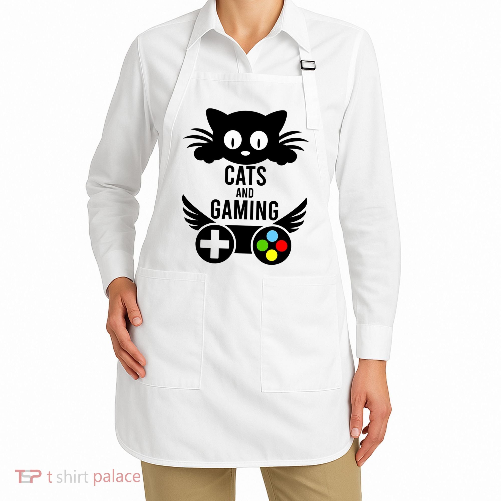Cats And Gaming Funny Cat Lover Video Games Apron