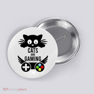 Cats And Gaming Funny Cat Lover Video Games Button