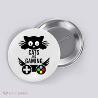 Cats And Gaming Funny Cat Lover Video Games Button thumb 0