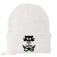 Cats And Gaming Funny Cat Lover Video Games Beanie thumb 0