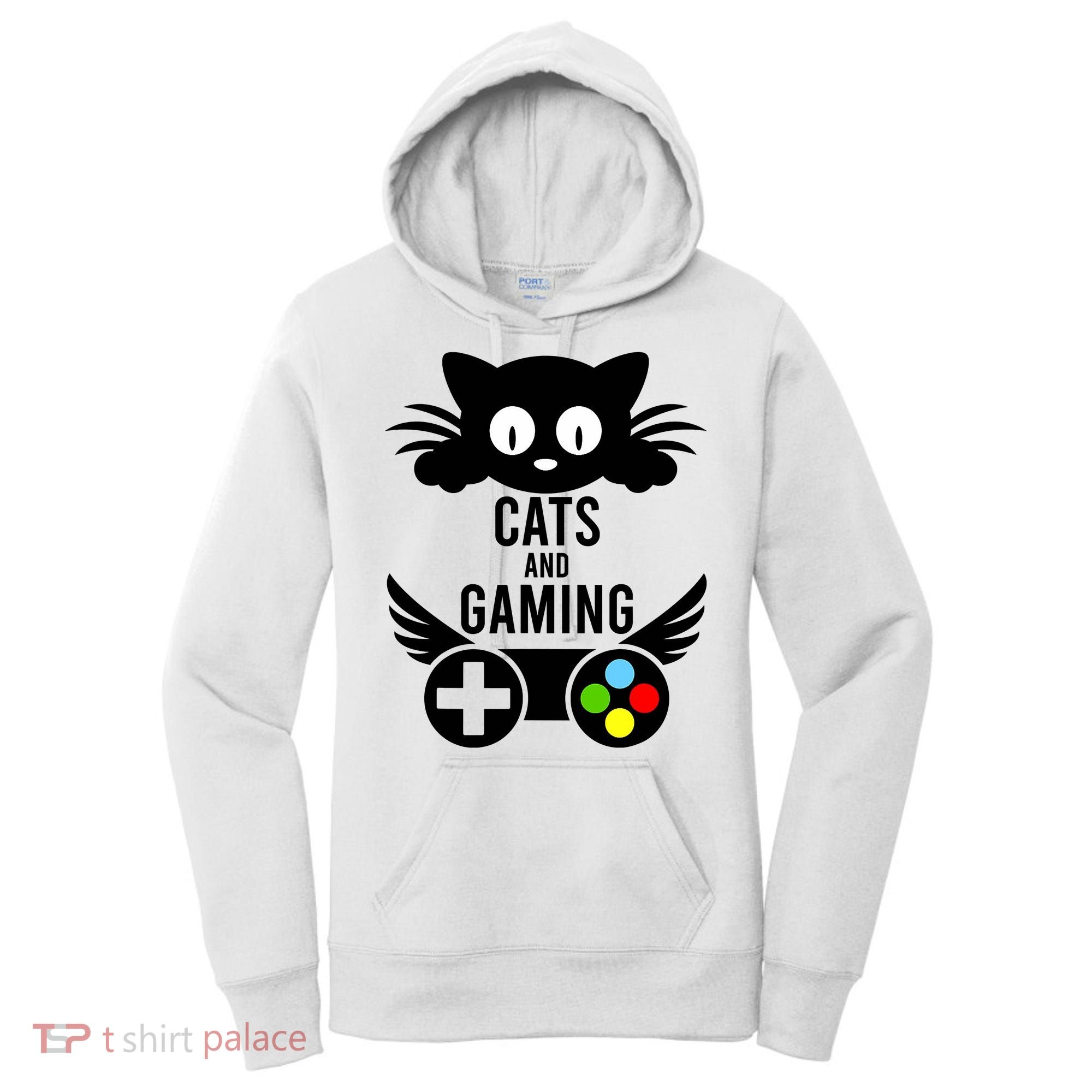 Cats And Gaming Funny Cat Lover Video Games Women's Hoodie