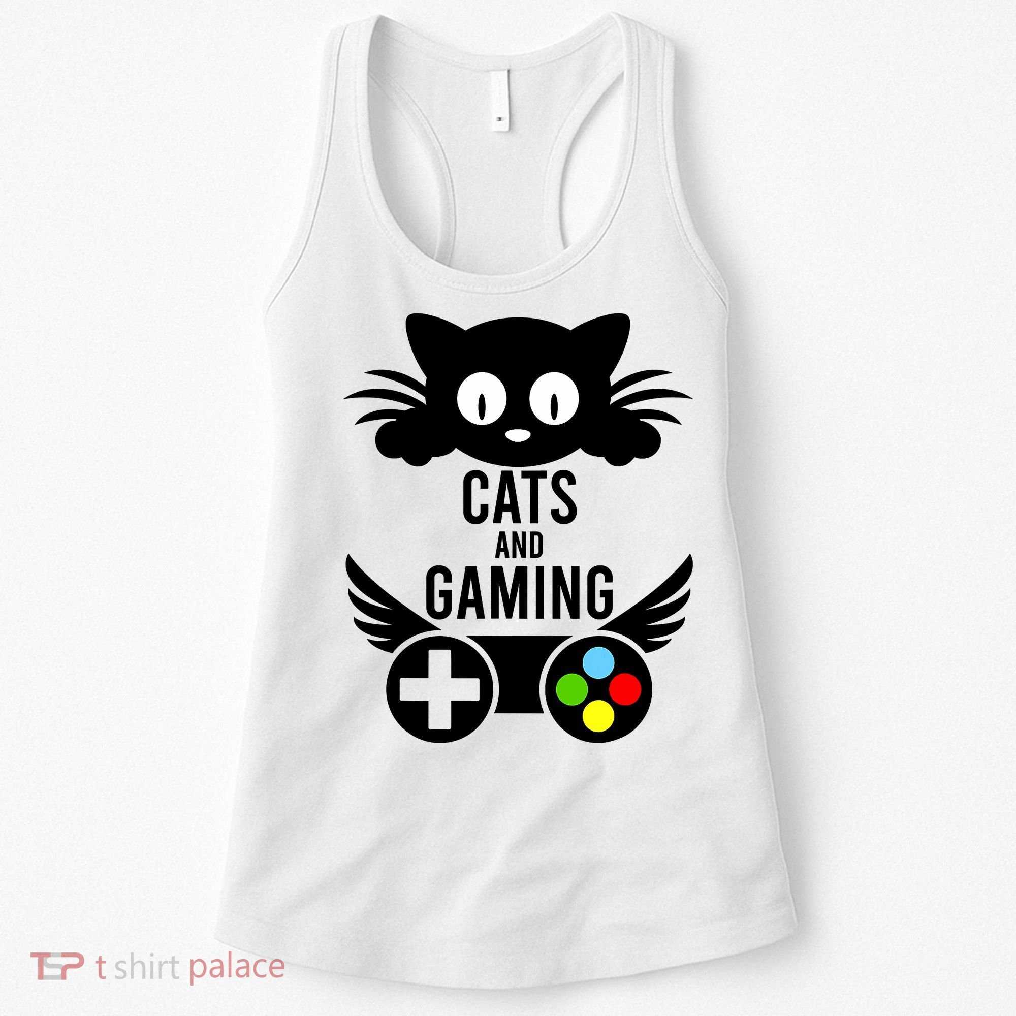 Cats And Gaming Funny Cat Lover Video Games Women's Tank Top