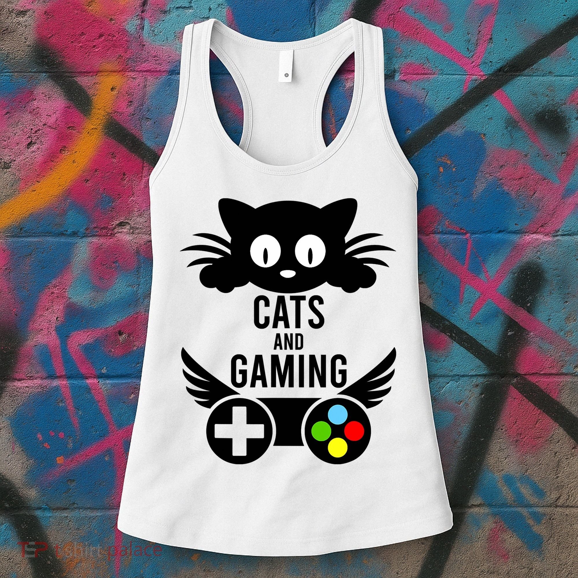 Cats And Gaming Funny Cat Lover Video Games Women's Tank Top