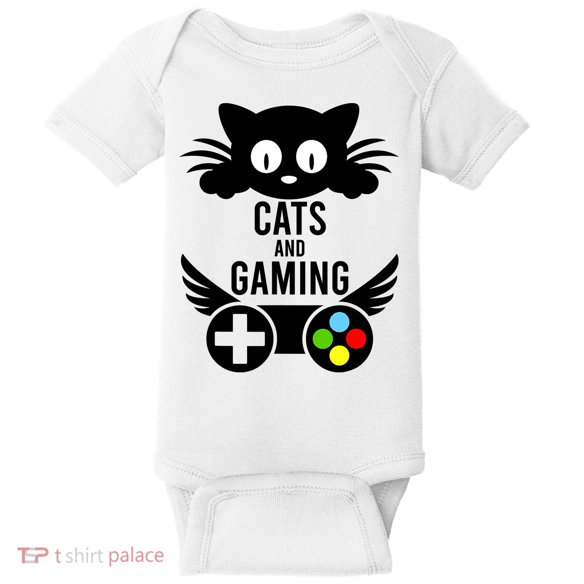 Cats And Gaming Funny Cat Lover Video Games Baby Bodysuit