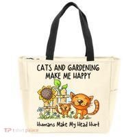 Cats And Gardening Make Me Happy Humans Make My Head Hurt Tote Bag thumb 0